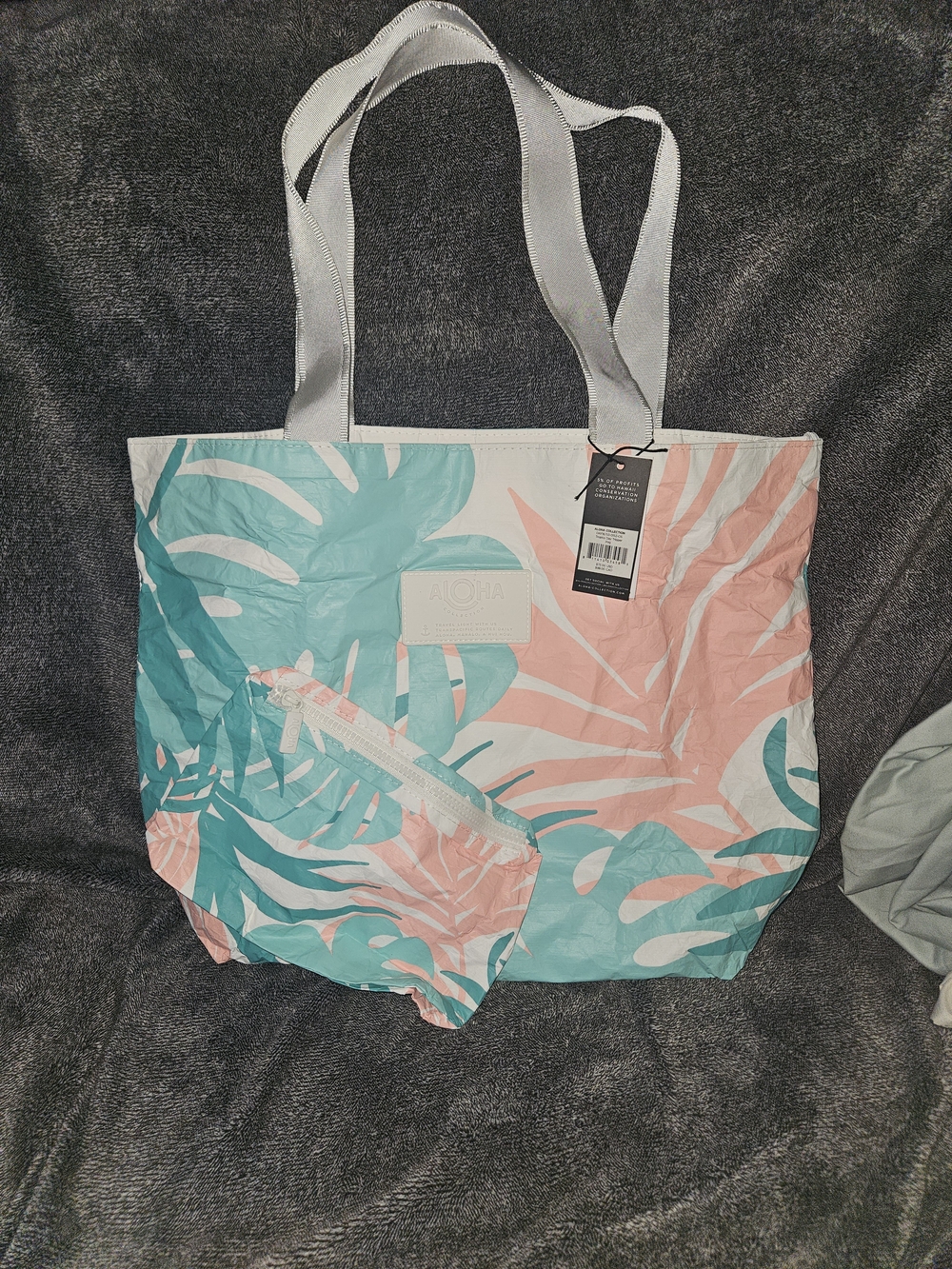 ALOHA Collection Teal & Pink Palm Print Tote